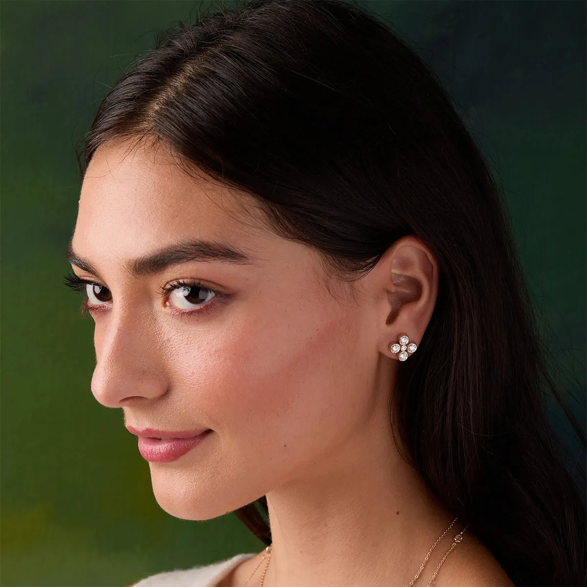 Barrington Quatrefoil Diamond Earrings in 14k Gold (April) sold by Haverhill product image thumbnail 2