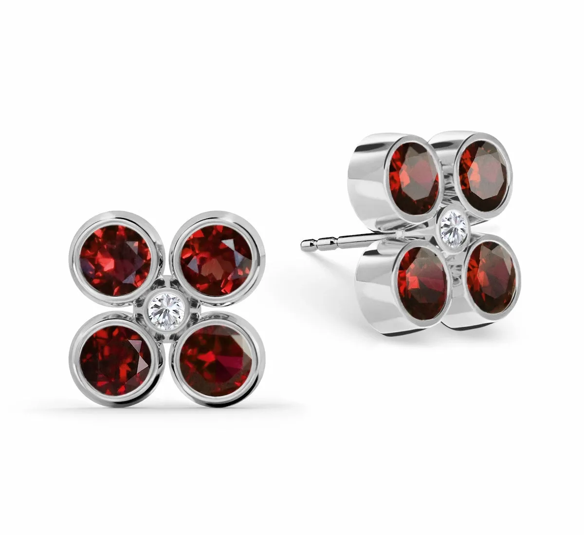 Barrington Quatrefoil Garnet & Diamond Earrings in 14k Gold (January) sold by Haverhill product image thumbnail 5