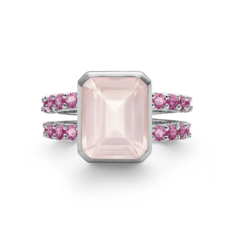 Personalized Warren Vertical Birthstone Ring with Accent Stones in 14k Gold sold by Haverhill