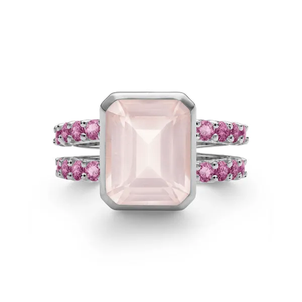 Personalized Warren Vertical Birthstone Ring with Accent Stones in 14k Gold sold by Haverhill