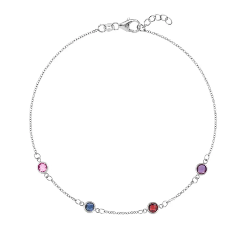 Personalized Classic 4 Birthstone Bracelet in 14k Gold sold by Haverhill