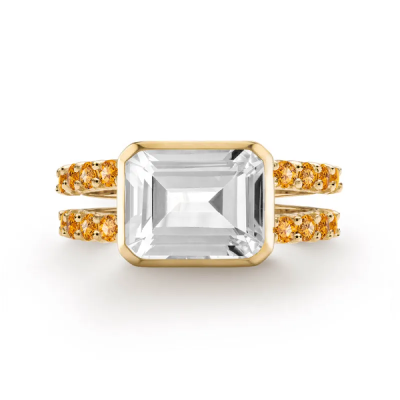 Personalized Warren Horizontal Birthstone Ring with Accent Stones in 14k Gold sold by Haverhill
