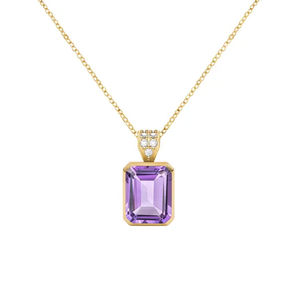 Warren Amethyst Pendant with Diamond Bale in 14k Gold (February) sold by Haverhill