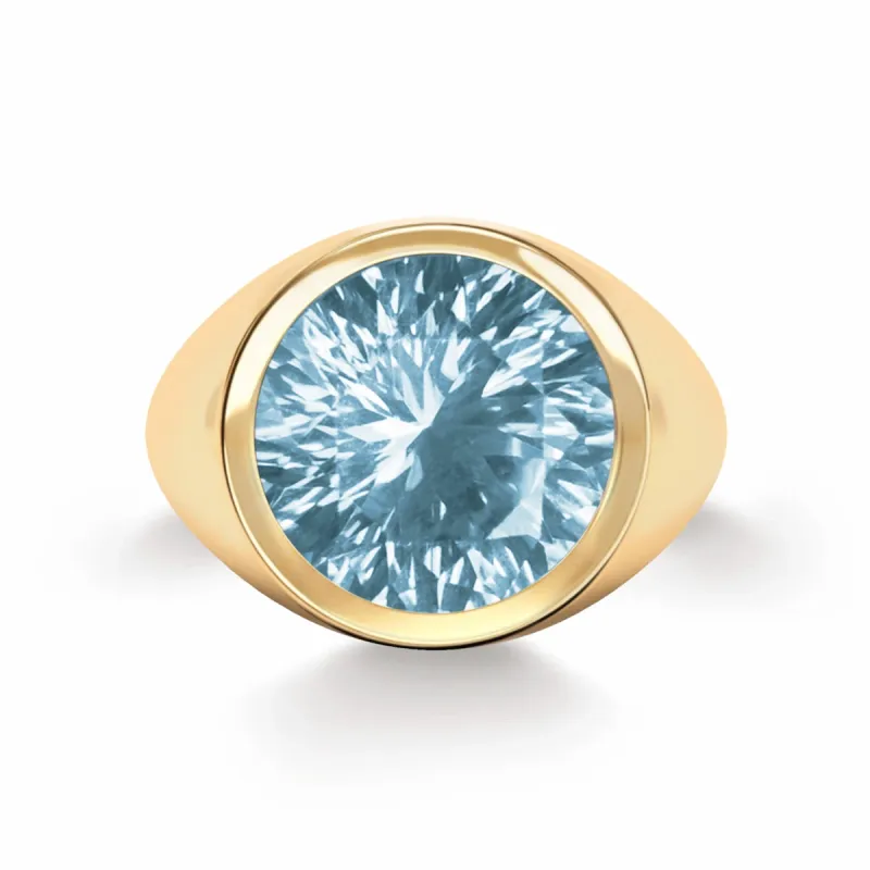 Jamestown Nantucket Blue Topaz Ring in 14k Gold (December) made by Haverhill