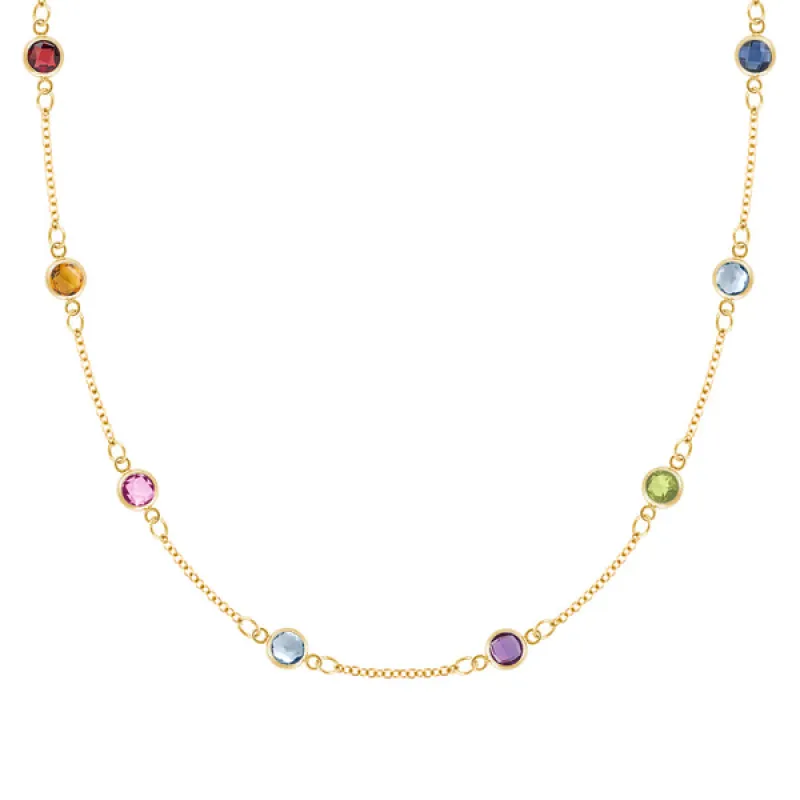 Personalized Classic 8 Birthstone Necklace in 14k Gold sold by Haverhill