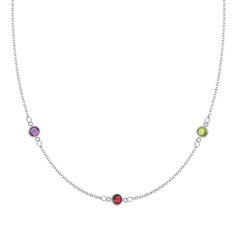 Personalized Classic 3 Birthstone Necklace in 14k Gold sold by Haverhill