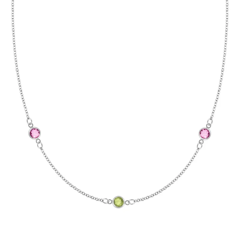 Personalized Classic 3 Birthstone Necklace in 14k Gold sold by Haverhill