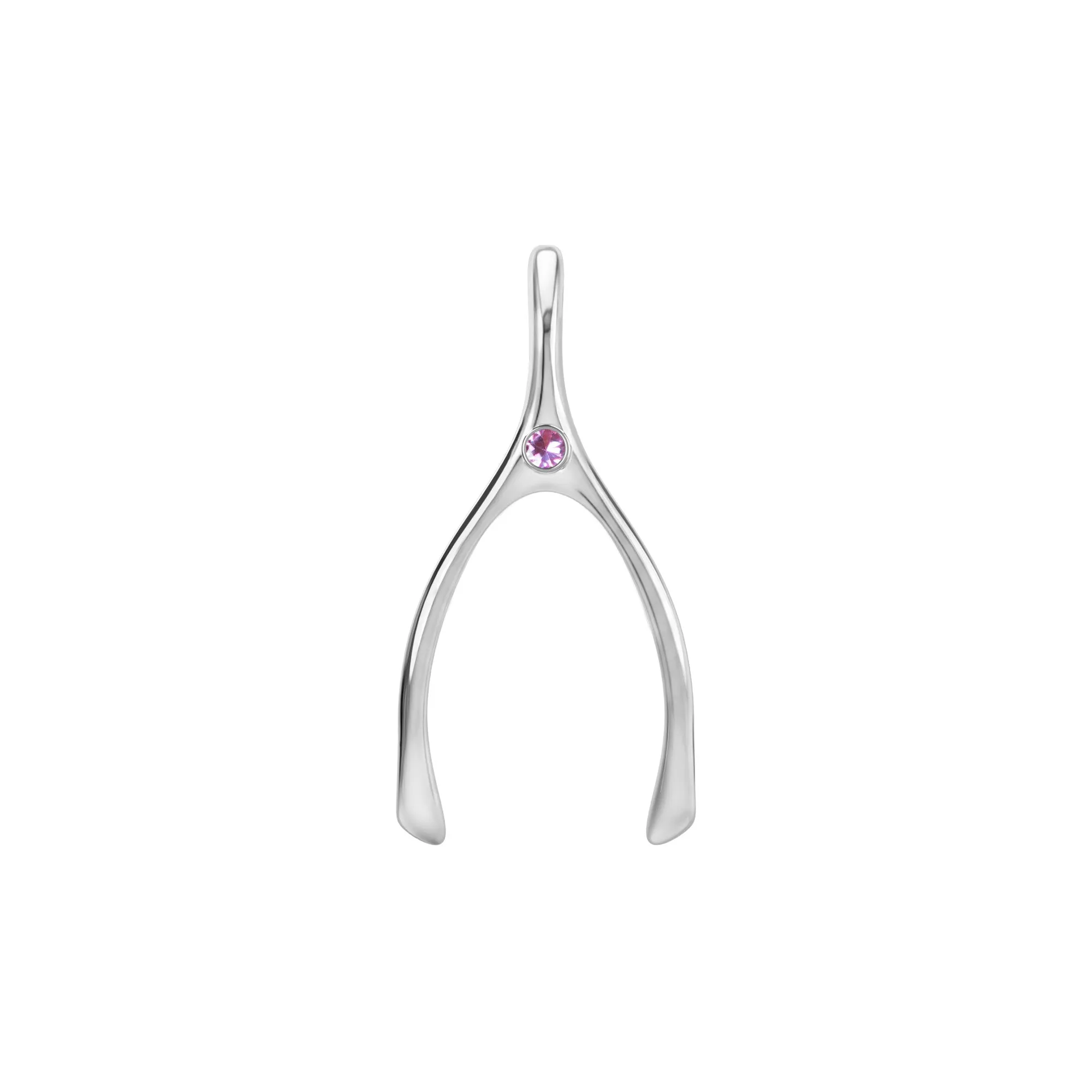 Large Pink Sapphire Wishbone Pendant in Solid 14k Gold (October) sold by Haverhill product image thumbnail 5