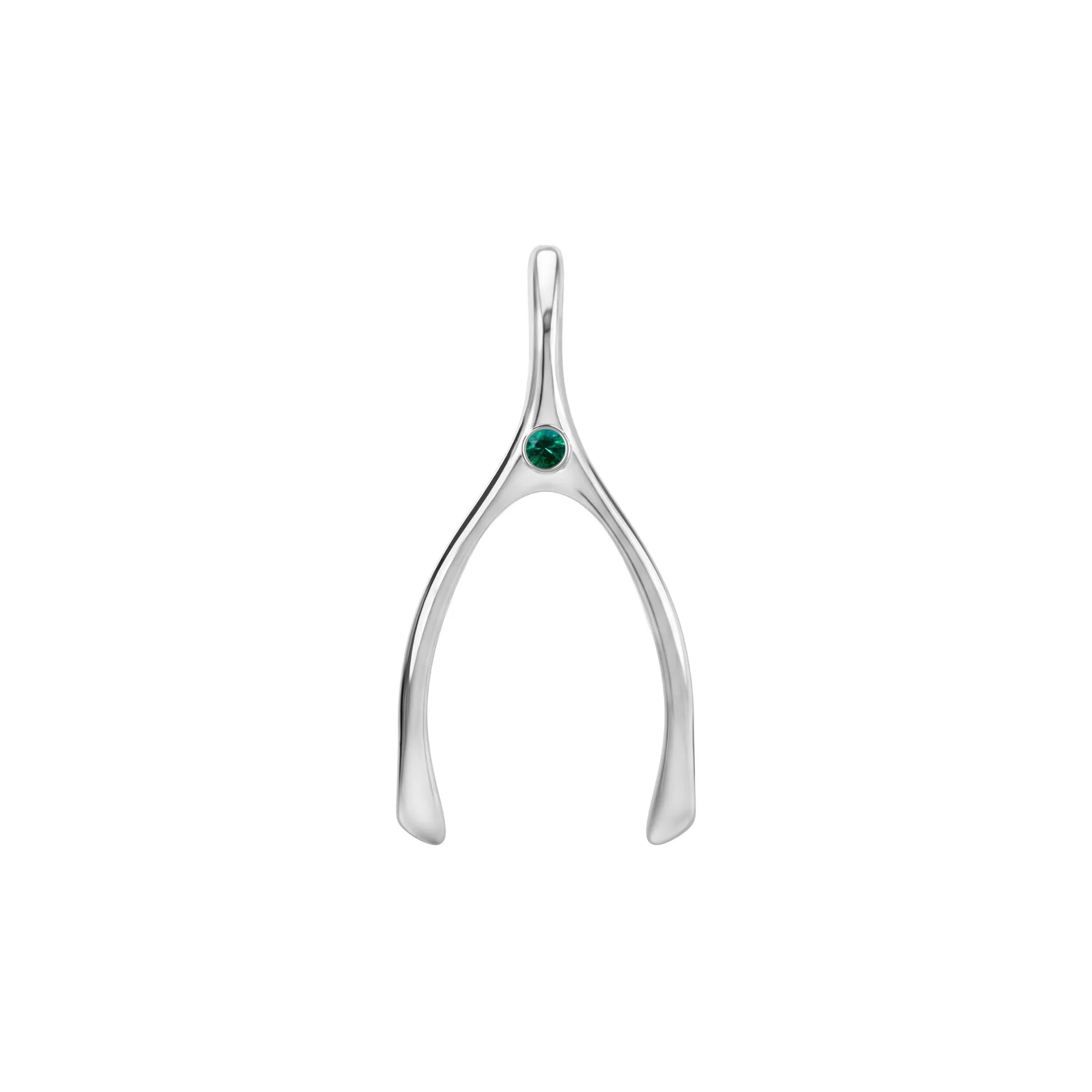 Large Emerald Wishbone Pendant in Solid 14k Gold (May) sold by Haverhill product image thumbnail 5