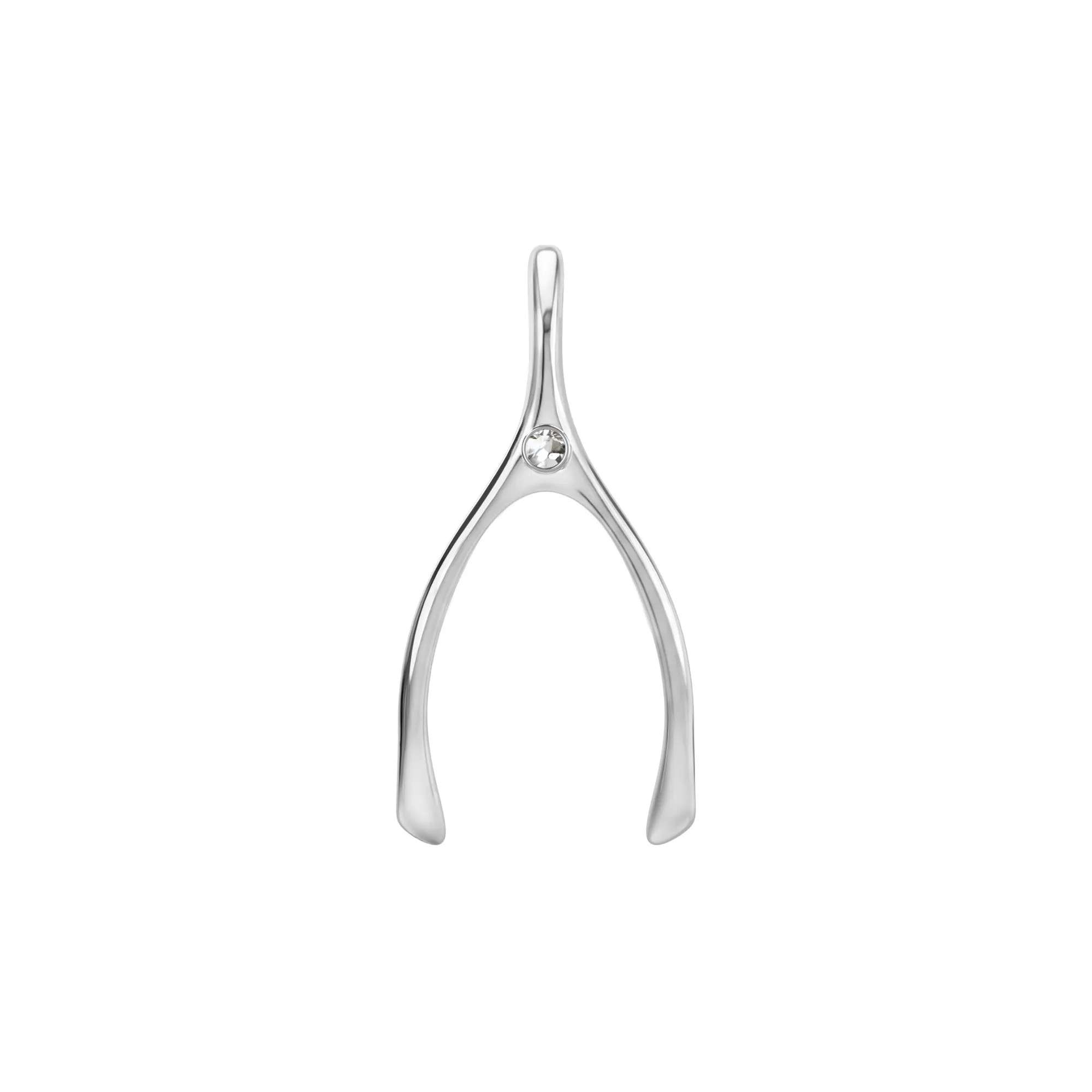 Large White Topaz Wishbone Pendant in Solid 14k Gold (April) sold by Haverhill product image thumbnail 5