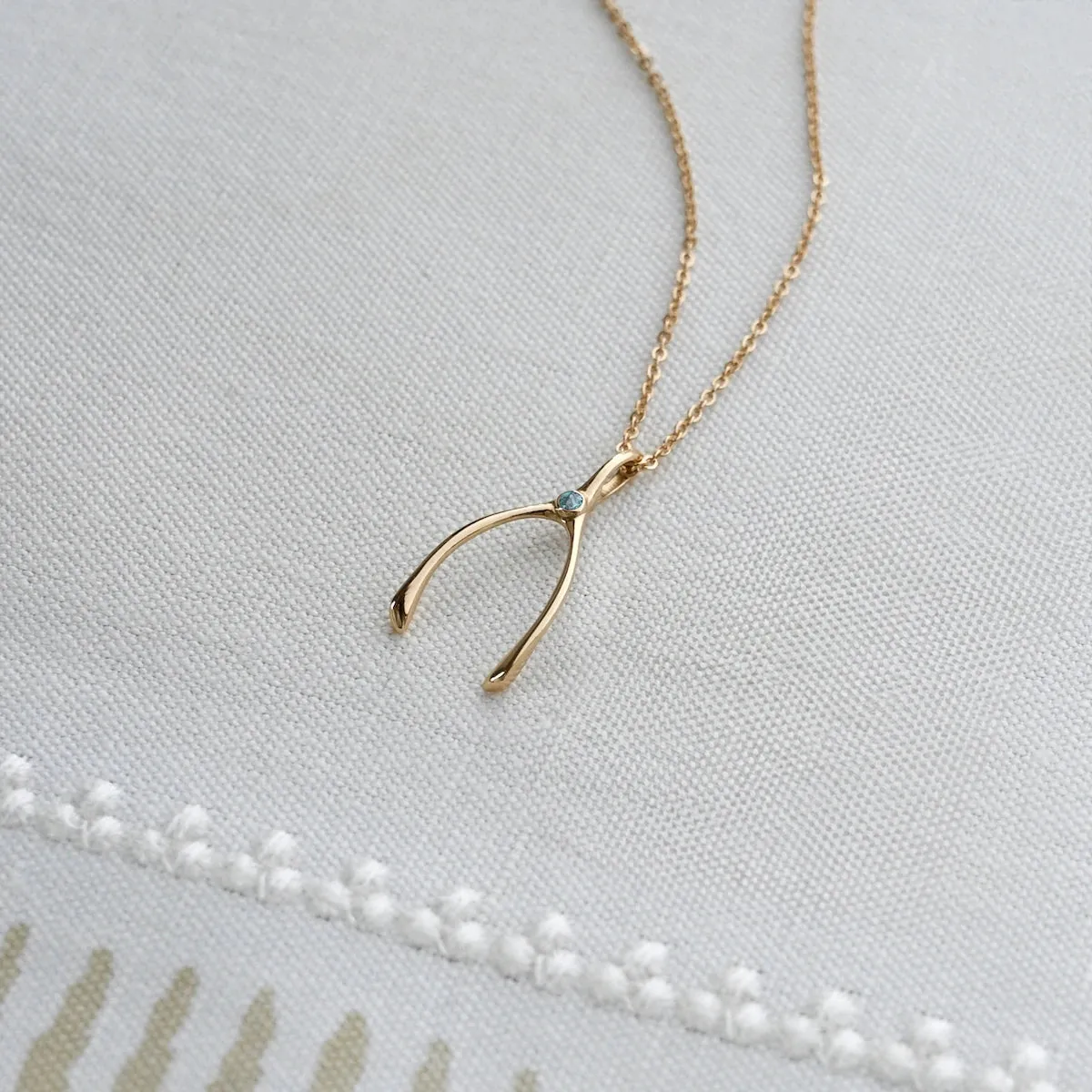 Small Alexandrite Wishbone Pendant in Solid 14k Gold (June) sold by Haverhill product image thumbnail 3