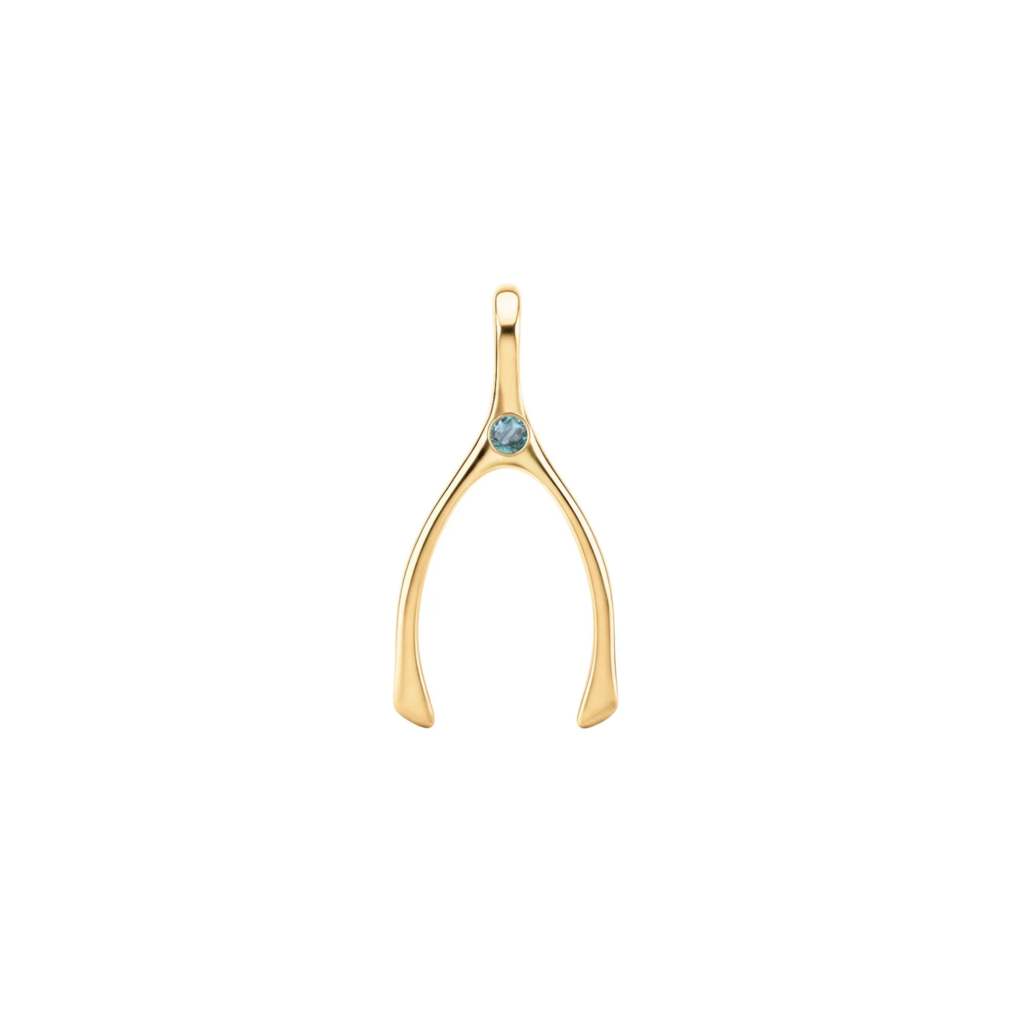 Small Alexandrite Wishbone Pendant in Solid 14k Gold (June) sold by Haverhill