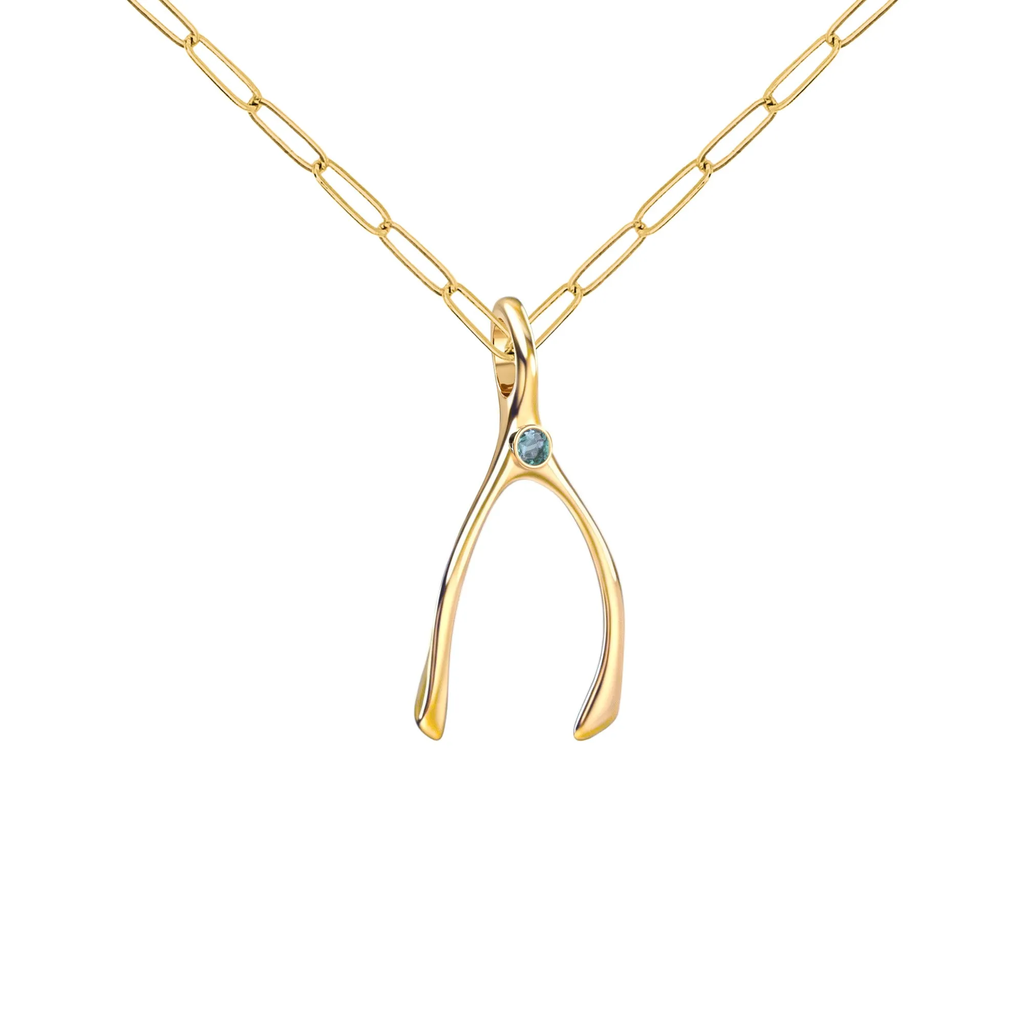 Small Alexandrite Wishbone Pendant in Solid 14k Gold (June) sold by Haverhill product image thumbnail 4