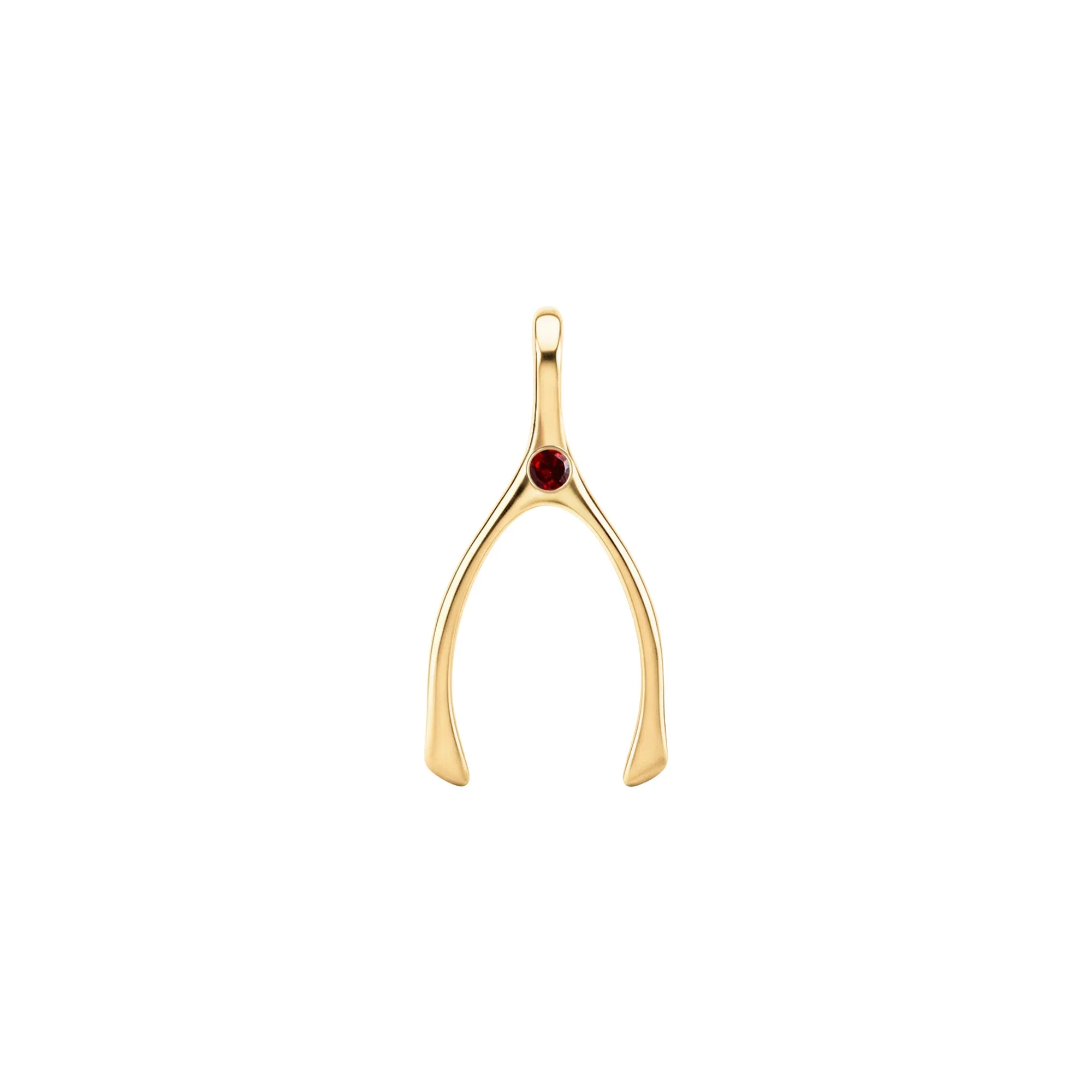 Small Garnet Wishbone Pendant in Solid 14k Gold (January) sold by Haverhill