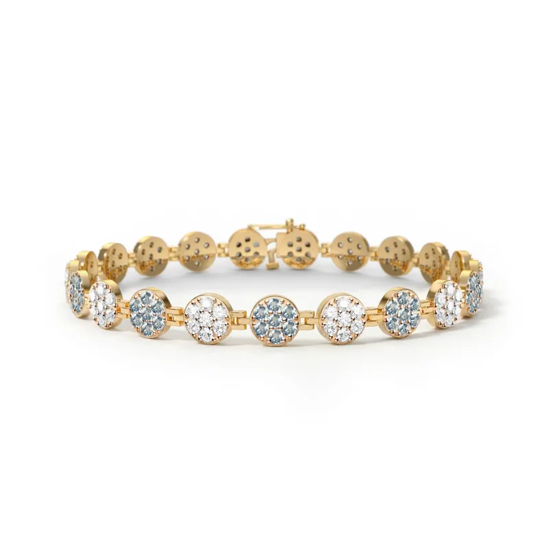 Rosecliff Tennis Diamond & Nantucket Blue Topaz Bracelet in 14k Gold (December) sold by Haverhill