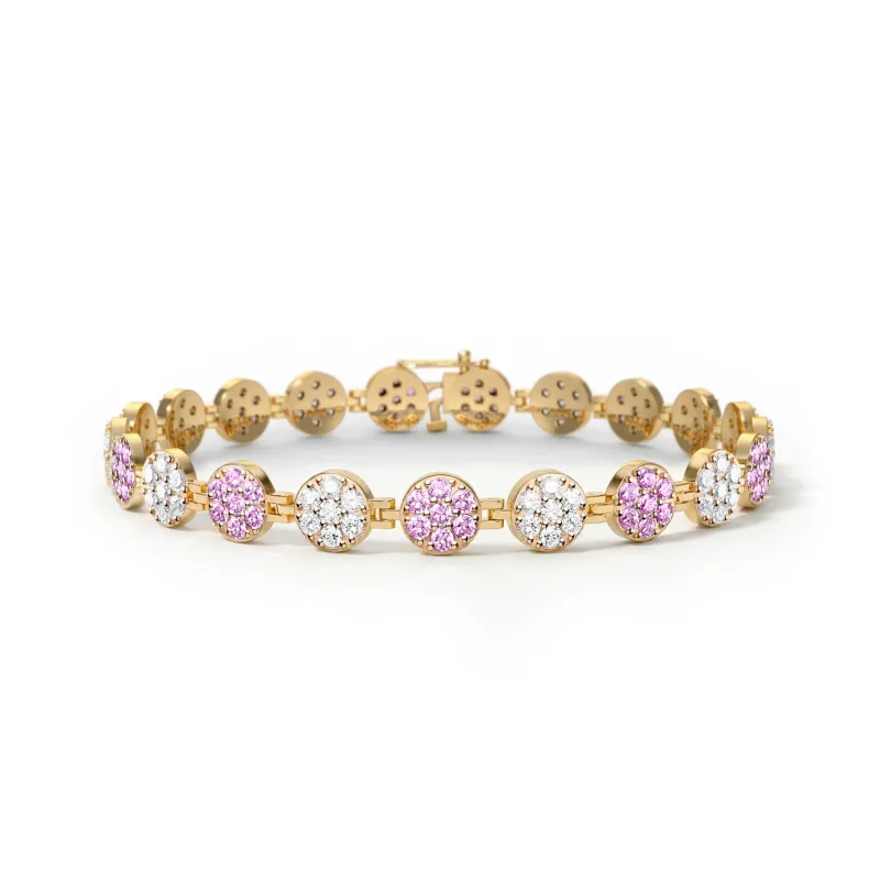 Rosecliff Tennis Diamond & Pink Sapphire Bracelet in 14k Gold (October) sold by Haverhill
