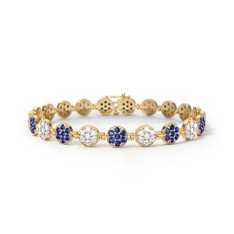 Rosecliff Tennis Diamond & Sapphire Bracelet in 14k Gold (September) sold by Haverhill