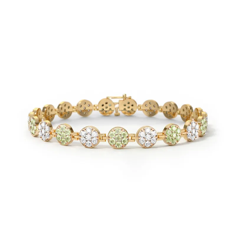 Rosecliff Tennis Diamond & Peridot Bracelet in 14k Gold (August) sold by Haverhill