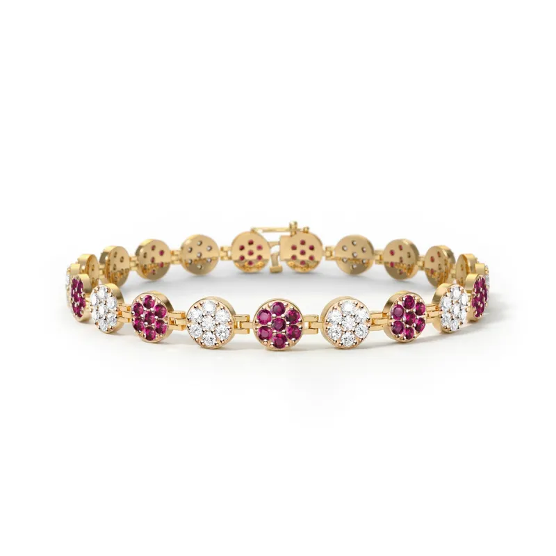 Rosecliff Tennis Diamond & Ruby Bracelet in 14k Gold (July) sold by Haverhill