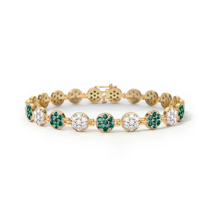 Rosecliff Tennis Diamond & Emerald Bracelet in 14k Gold (May) sold by Haverhill