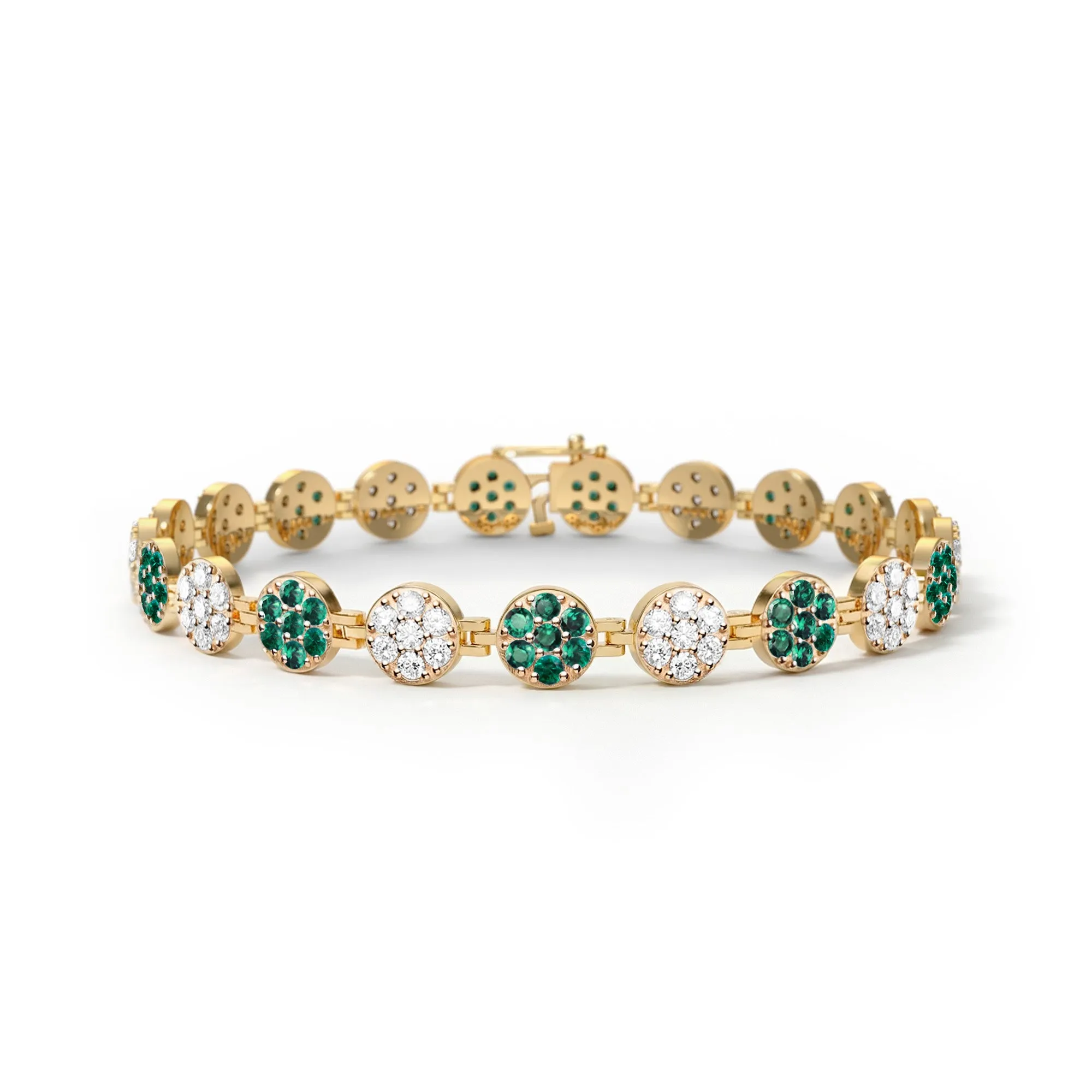 Rosecliff Tennis Diamond & Emerald Bracelet in 14k Gold (May) sold by Haverhill