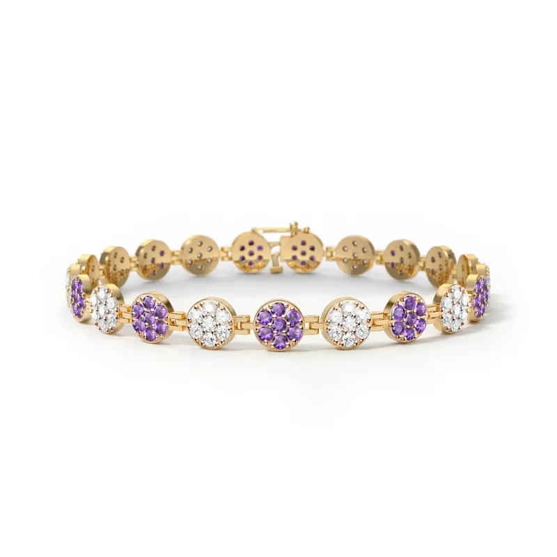 Rosecliff Tennis Diamond & Amethyst Bracelet in 14k Gold (February) sold by Haverhill