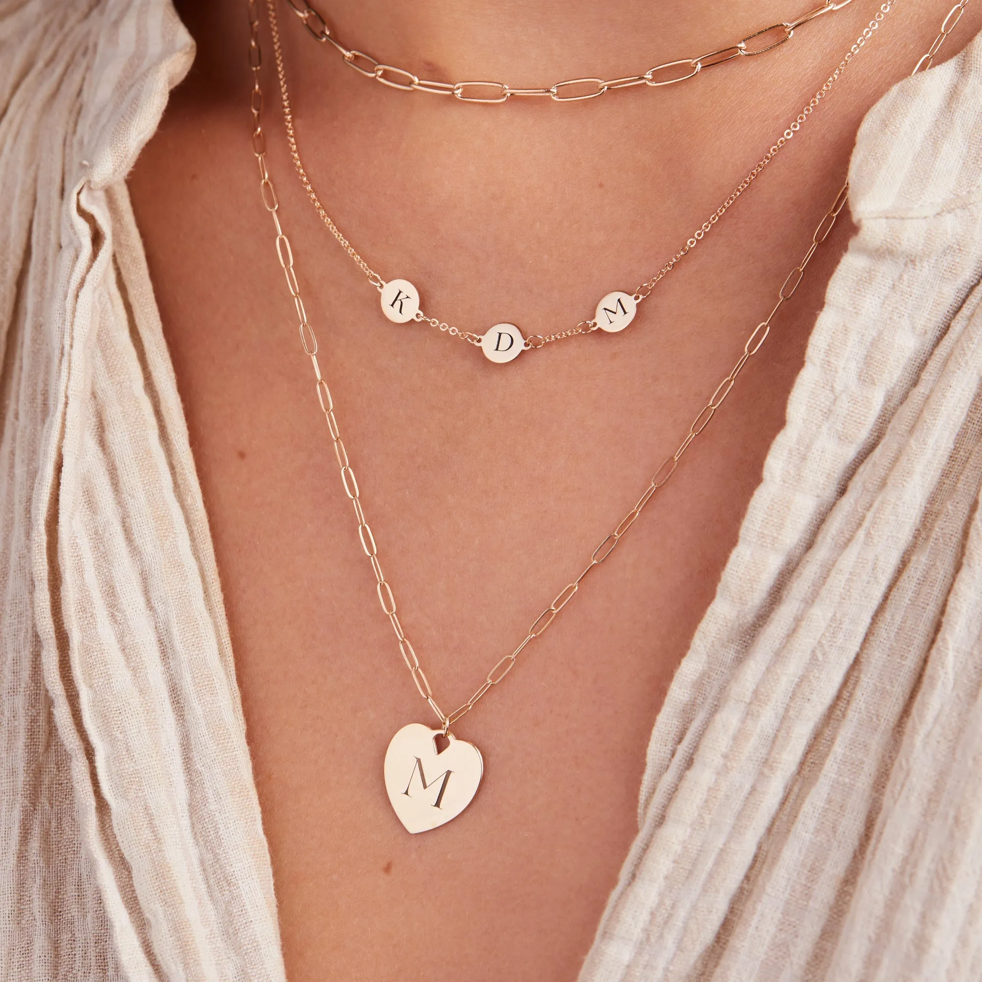 Personalized 3 Letter Necklace in 14k Gold (Single Spacing) sold by Haverhill product image thumbnail 3