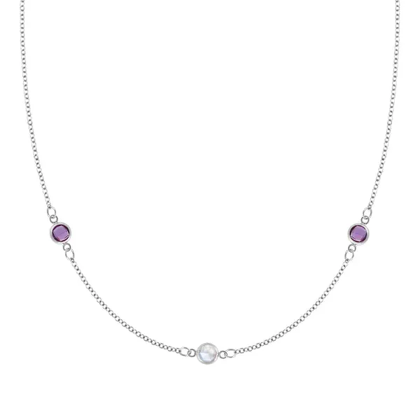 Personalized Classic 3 Birthstone Necklace in 14k Gold sold by Haverhill