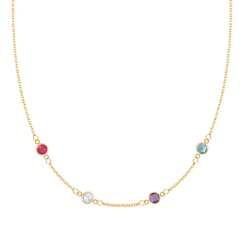 Personalized Classic 4 Birthstone Necklace in 14k Gold sold by Haverhill