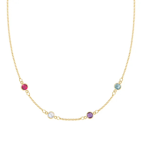 Personalized Classic 4 Birthstone Necklace in 14k Gold sold by Haverhill