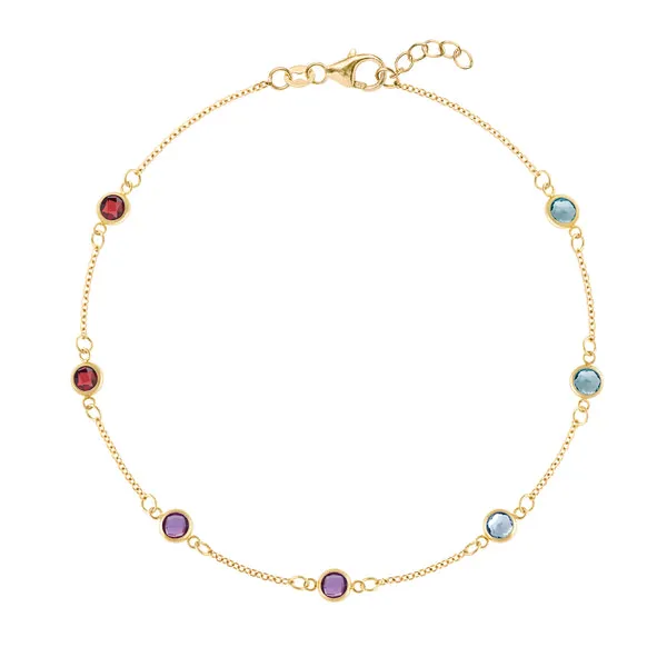 Personalized Classic 7 Birthstone Bracelet in 14k Gold sold by Haverhill