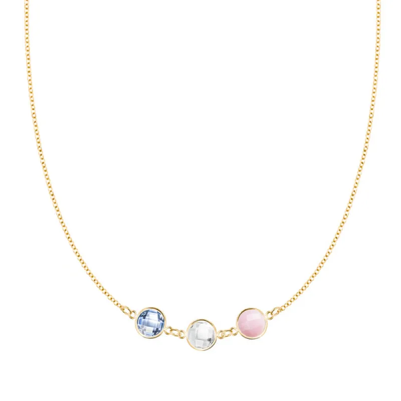 Personalized Grand 3 Connected Birthstone Necklace in 14k Gold sold by Haverhill