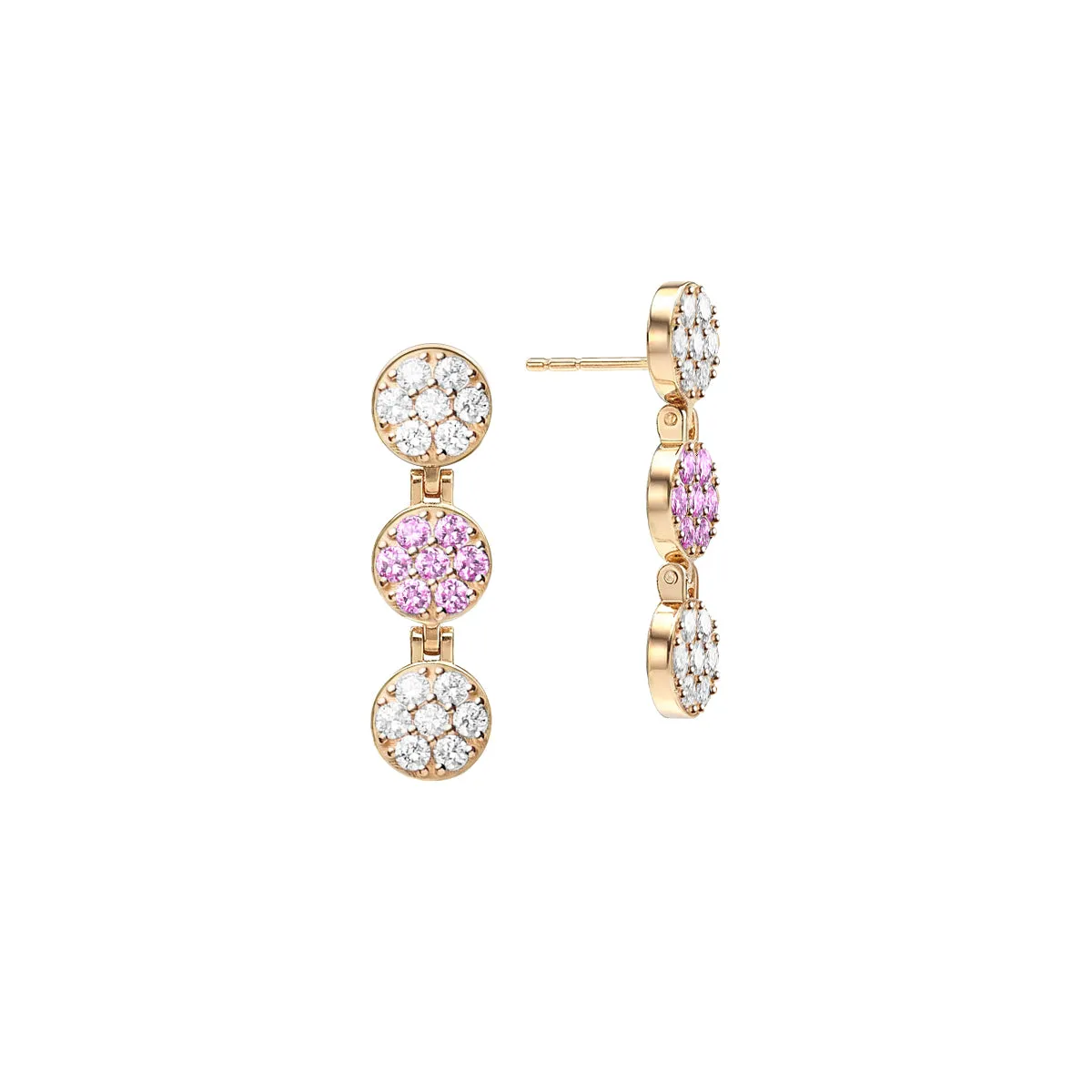 Rosecliff Diamond & Pink Sapphire Drop Earrings in 14k Gold (October) sold by Haverhill