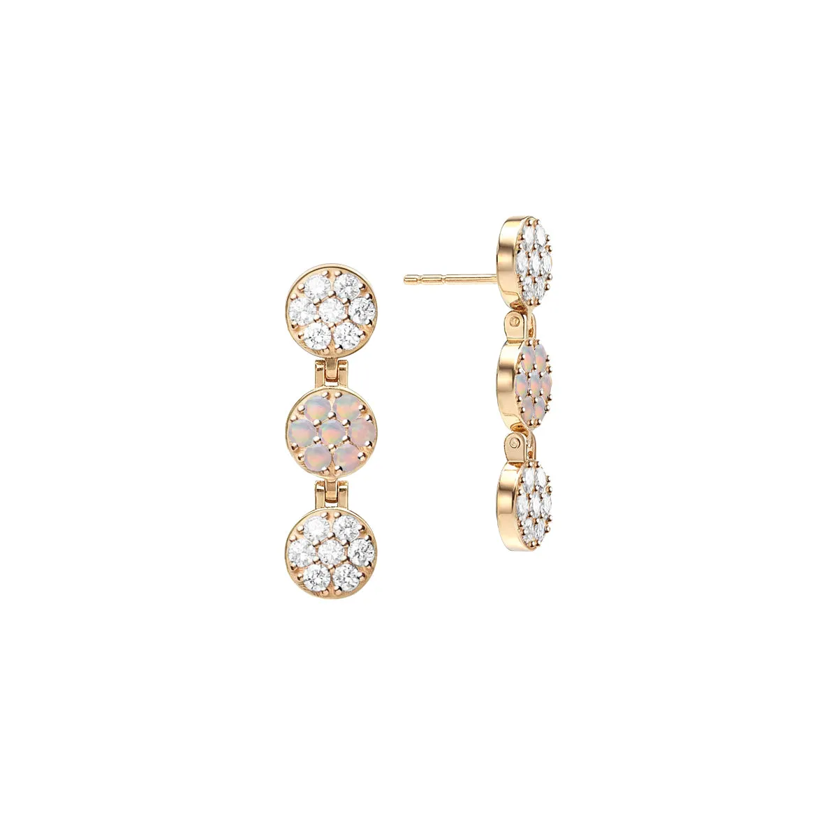 Rosecliff Diamond & Opal Drop Earrings in 14k Gold (October) sold by Haverhill
