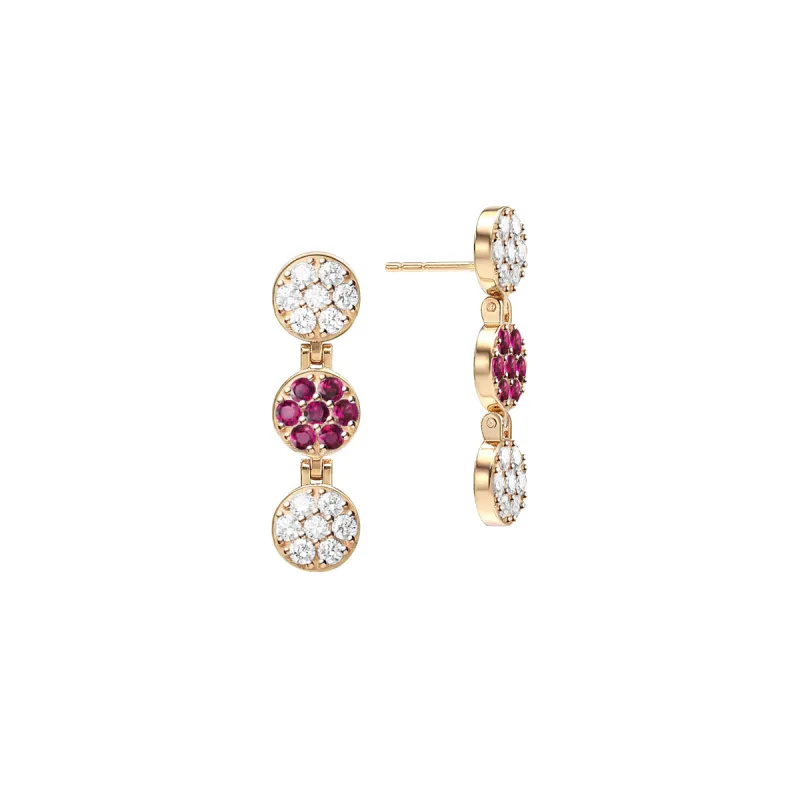 Rosecliff Diamond & Ruby Drop Earrings in 14k Gold (July) sold by Haverhill