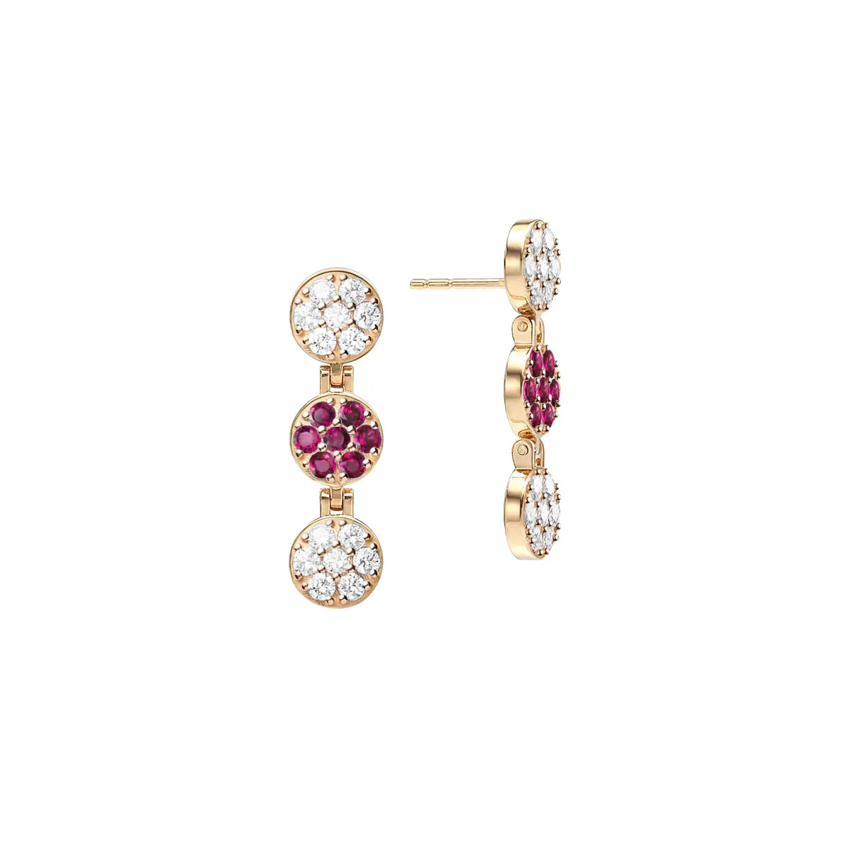 Rosecliff Diamond & Ruby Drop Earrings in 14k Gold (July) sold by Haverhill