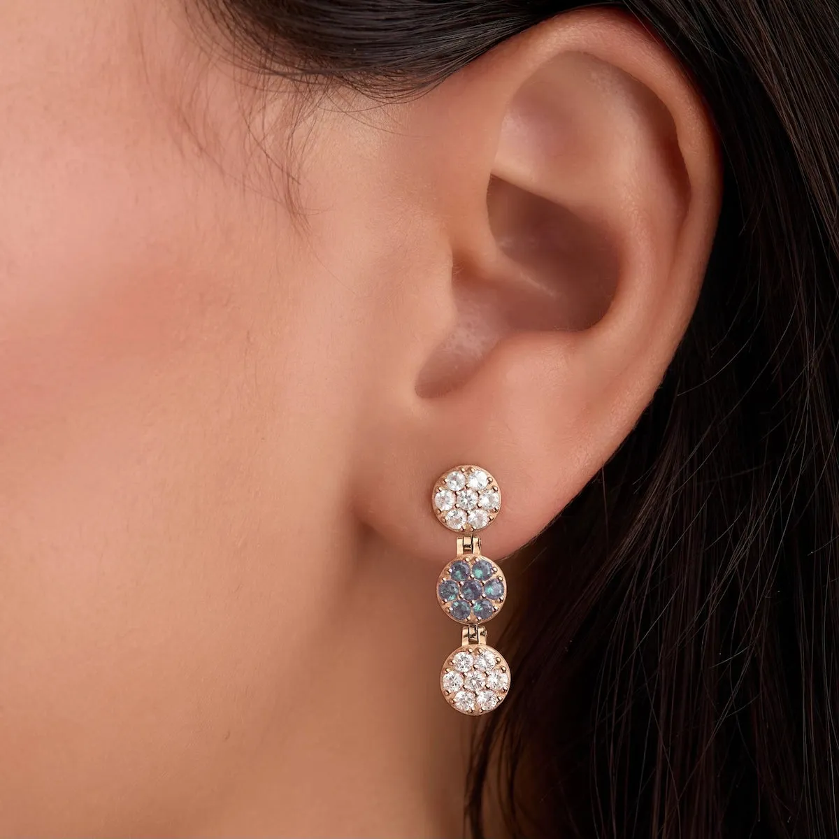 Rosecliff Diamond & Alexandrite Drop Earrings in 14k Gold (June) sold by Haverhill product image thumbnail 3