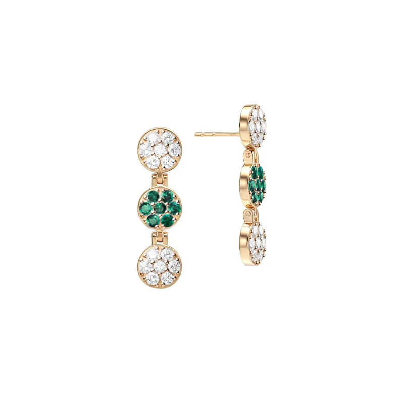 Rosecliff Diamond & Emerald Drop Earrings in 14k Gold (May) sold by Haverhill