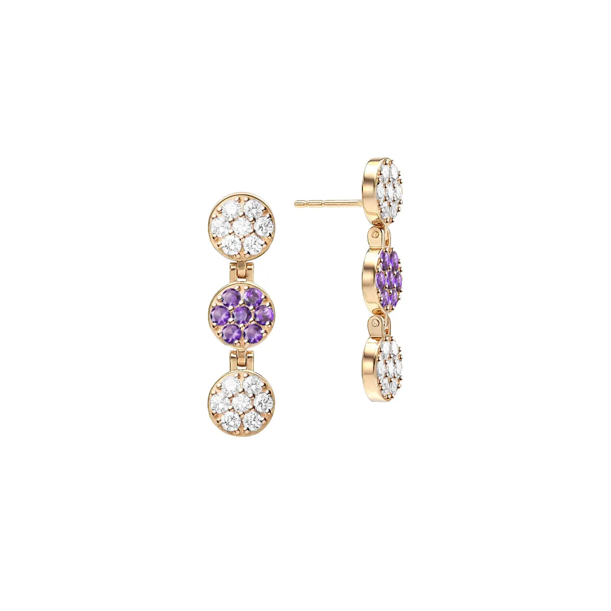 Rosecliff Diamond & Amethyst Drop Earrings in 14k Gold (February) sold by Haverhill