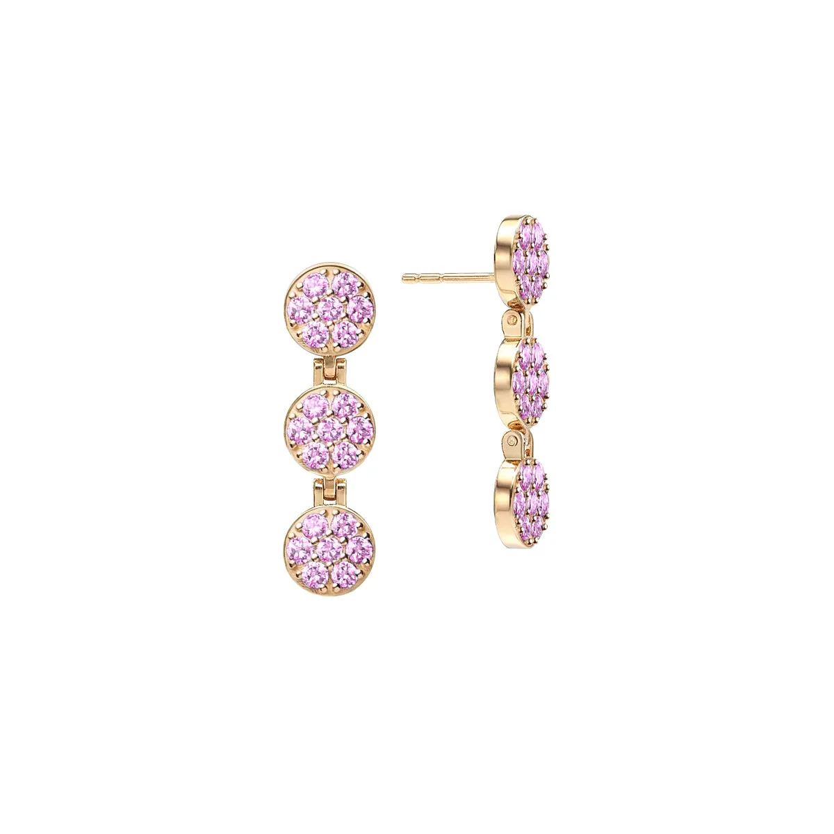 Rosecliff Pink Sapphire Drop Earrings in 14k Gold (October) sold by Haverhill
