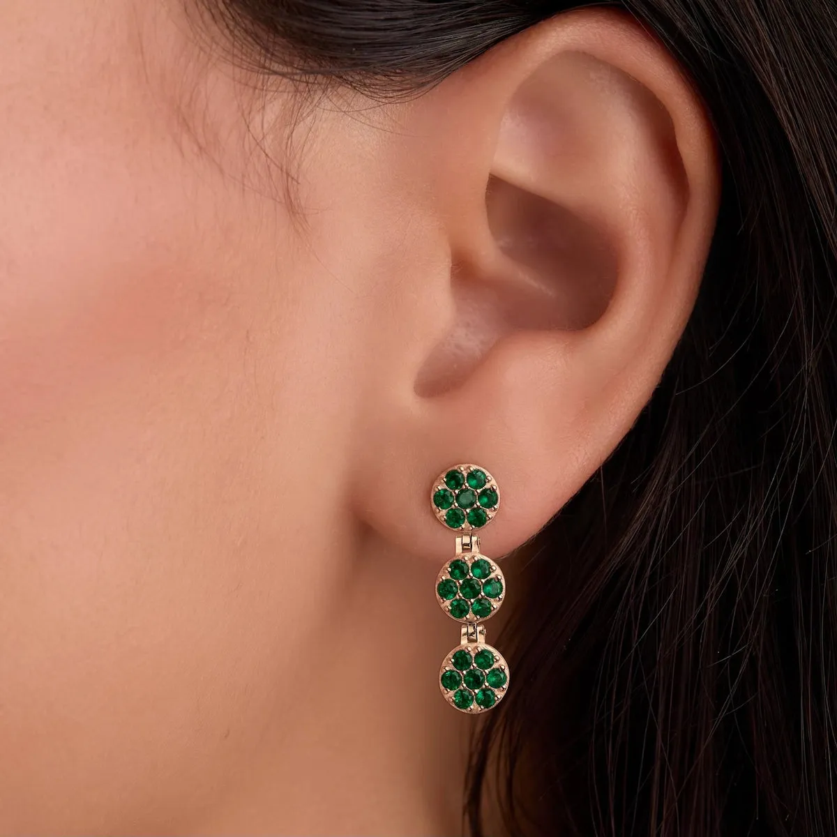 Rosecliff Emerald Drop Earrings in 14k Gold (May) sold by Haverhill product image thumbnail 3