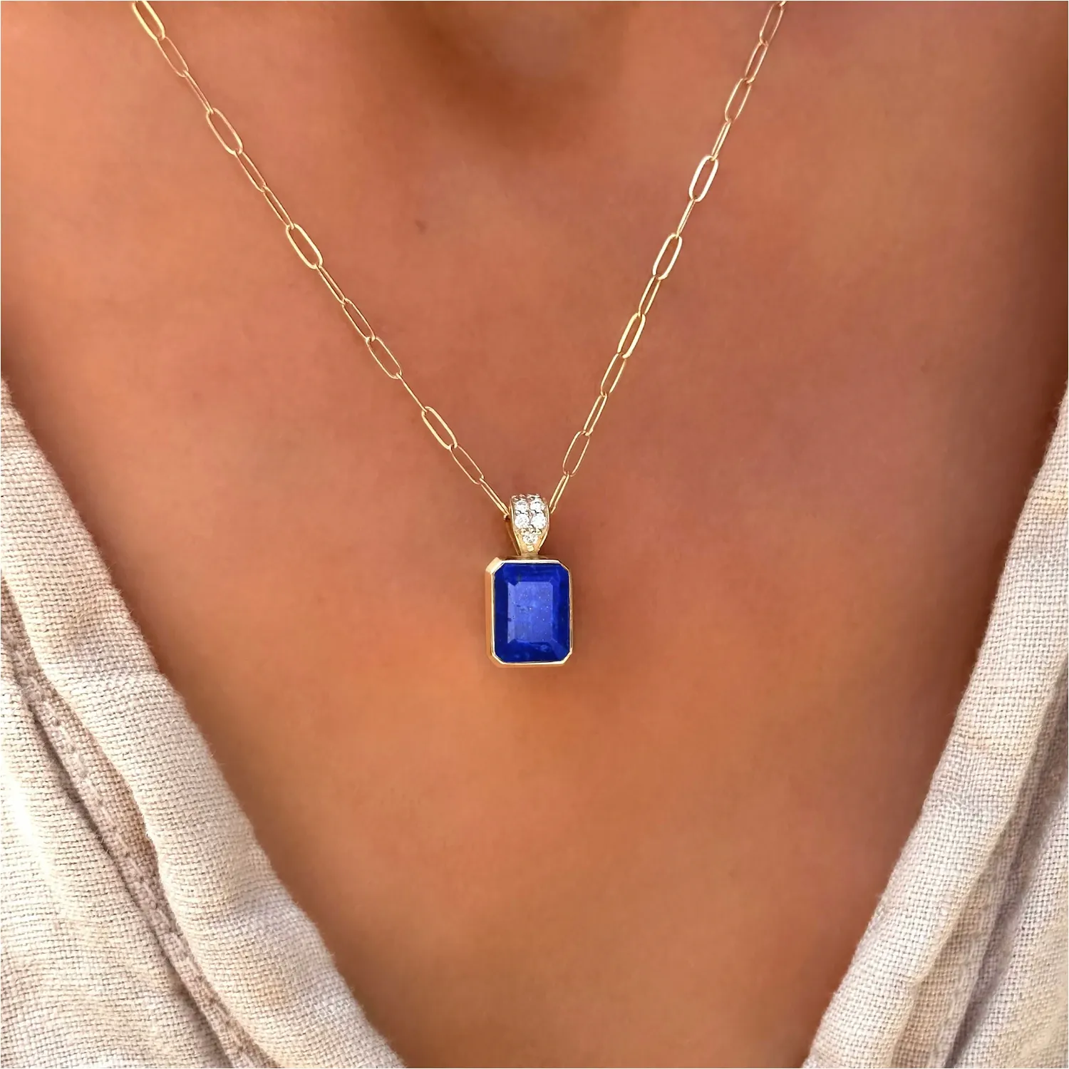Warren Lapis Pendant with Diamond Bail in 14k Gold (September) sold by Haverhill product image thumbnail 3