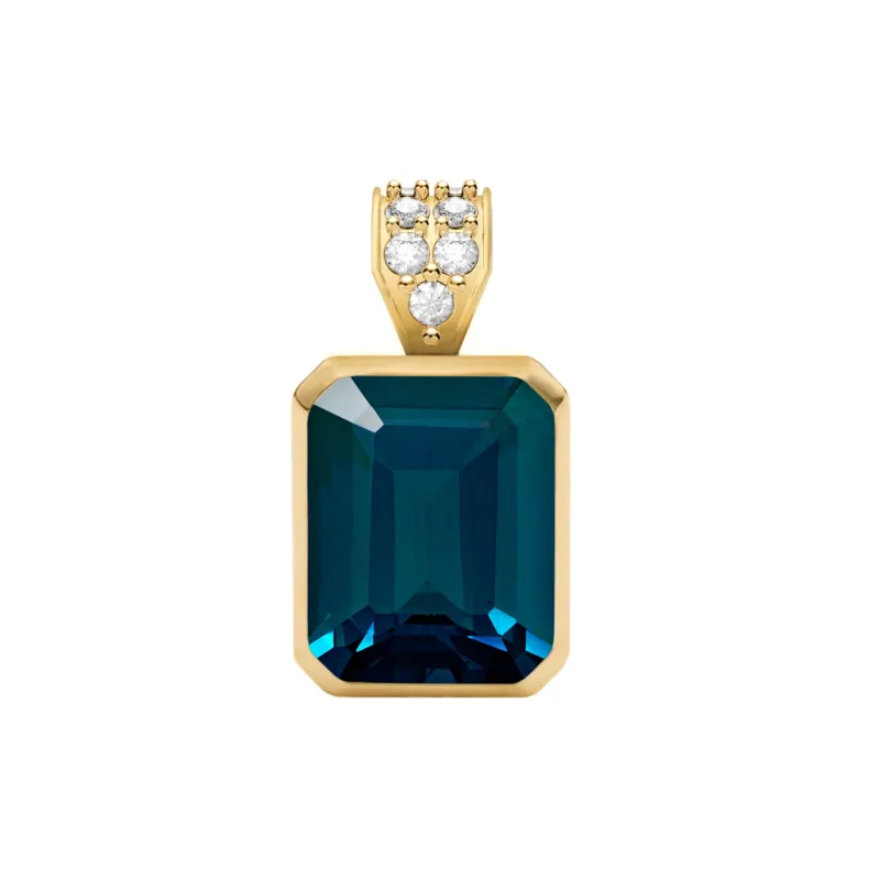 Warren Atlantic Blue Topaz Pendant with Diamond Bail in 14k Gold (December) sold by Haverhill