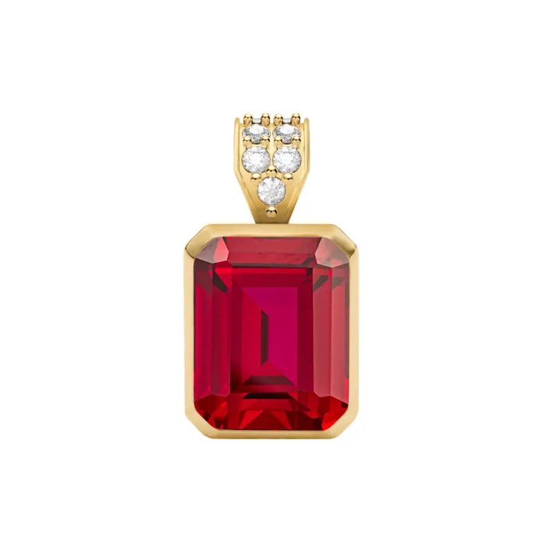 Warren Ruby Pendant with Diamond Bail in 14k Gold (July) made by Haverhill