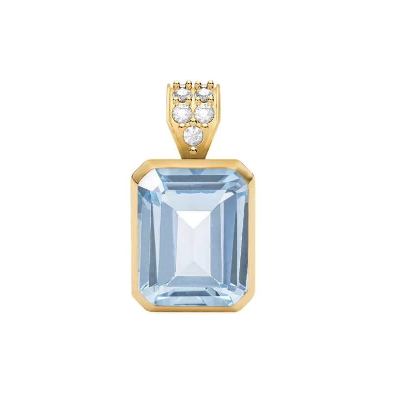 Warren Aquamarine Pendant with Diamond Bail in 14k Gold (March) sold by Haverhill
