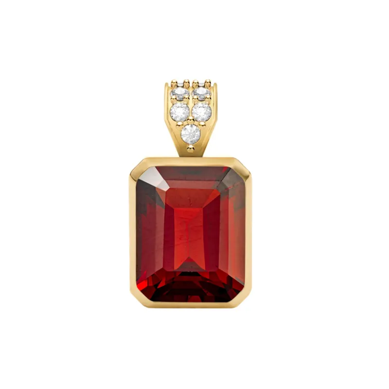 Warren Garnet Pendant with Diamond Bail in 14k Gold (January) sold by Haverhill