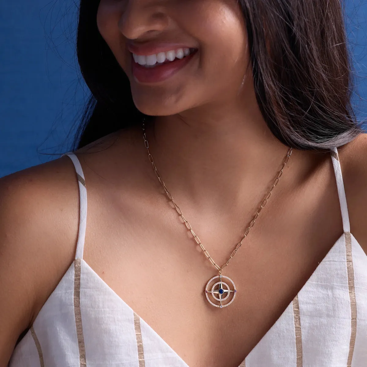 Large Compass Birthstone Pendant in 14k Gold sold by Haverhill product image thumbnail 2