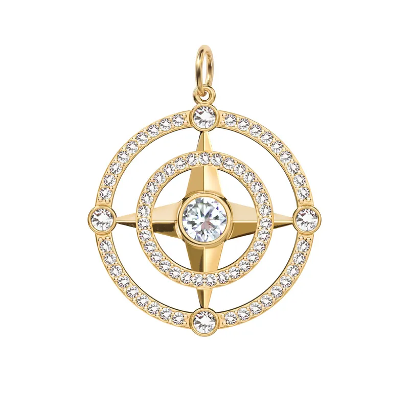 Compass Birthstone Pendant in 14k Gold made by Haverhill