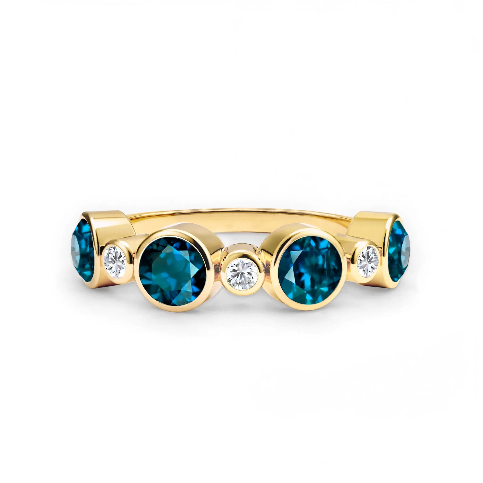Barrington Atlantic Blue Topaz Band Ring with Diamonds in 14k Gold (December) sold by Haverhill product image thumbnail 4