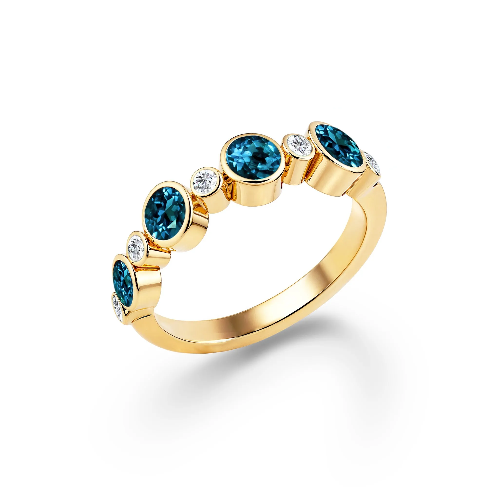Barrington Atlantic Blue Topaz Band Ring with Diamonds in 14k Gold (December) sold by Haverhill